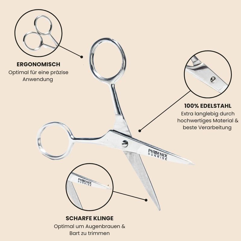Professional Eyebrow Scissors Set With Comb & Travel Case | Beard Scissors & Eyebrow Scissors For Men And Women | Extra Sharp Blade | For Ears, Nose & Beard Hair - With Straight Blade & Rustproof - NewNest Australia