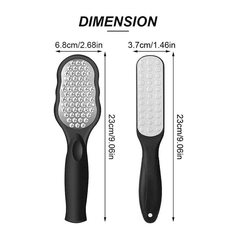 Vokmon Foot File Foot Scraper Set - 2Pcs Stainless Steel Pedicure Tools Set Foot Rasp for Hard Skin | Callus Remover with Dual Sided Foot File Foot Grater Scrubber for Feet Hand Care Black1 - NewNest Australia