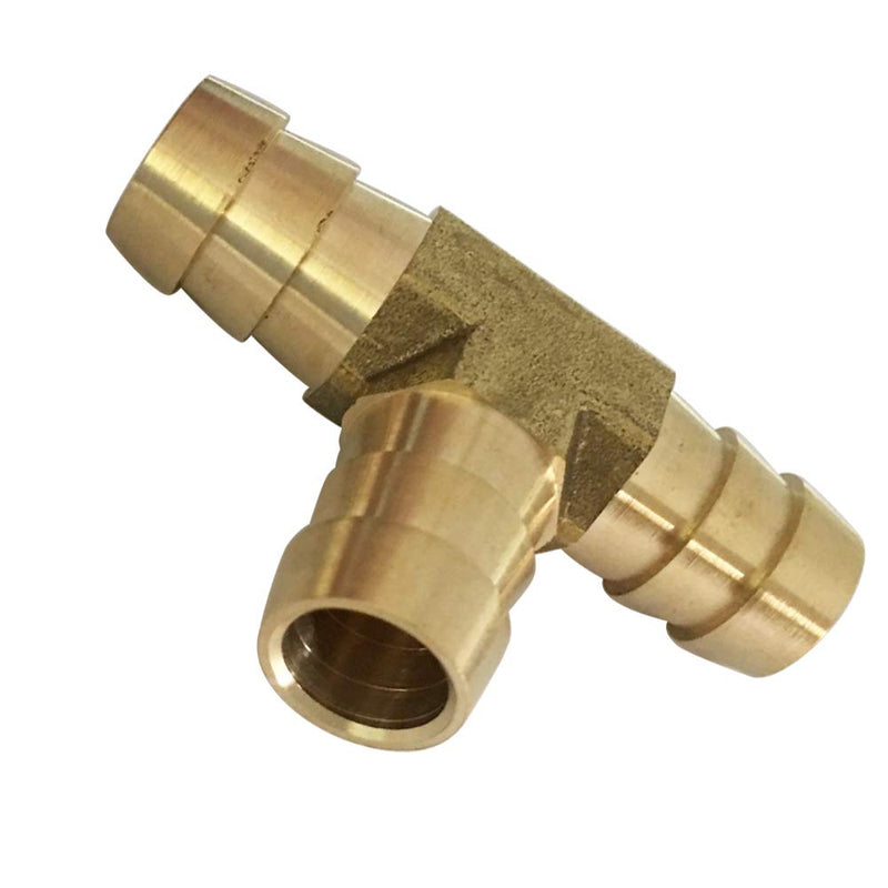 Barbed Tee 1/8" x 1/8" x 1/8" Barb T Brass Hose Fitting 3 Way Connector Fuel/Air/Gas/Water 5pcs 5 1/8 Inch - NewNest Australia