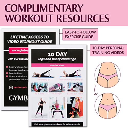 GYMB Booty Bands for Women - Non Slip Resistance Bands to Work Out Glute, Thighs & Squat - Includes Exercise Band Training Videos with 80+ Workouts for Gym or Home Fitness Black Grey Pink - NewNest Australia