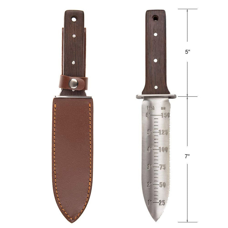 12" Hori Hori Garden Knife with FREE Diamond Sharpening Rod, Stainless Steel Blade with Protective Handguard and Full Tang Handle, Comes with Thick Sheath and Gift Box - NewNest Australia
