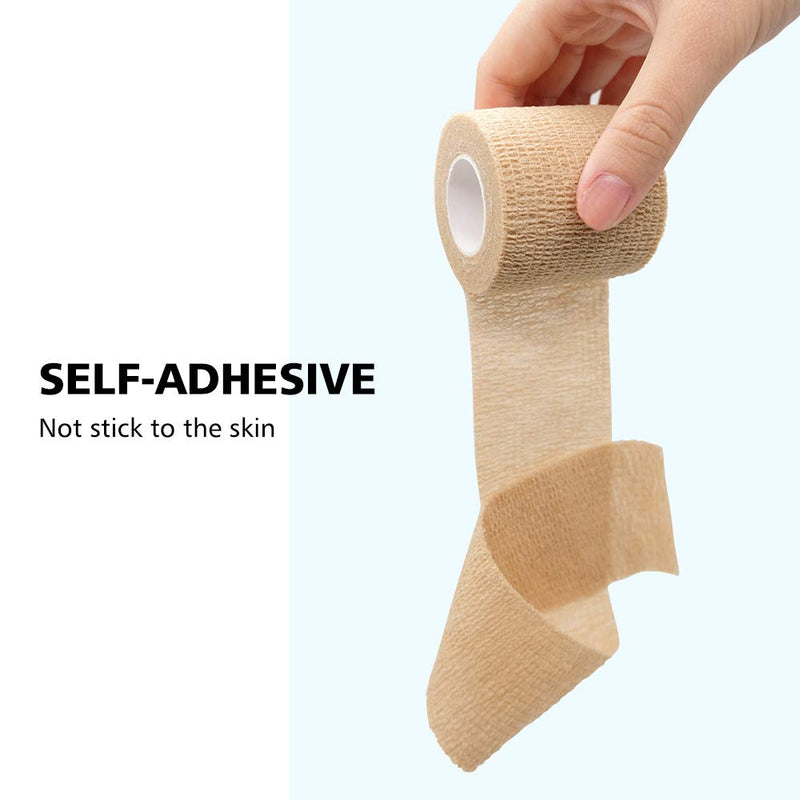 FriCARE Nonwoven Self-Adhesive Bandage, Self-Adherent Cohesive First Aid Medical Wrap, Elastic Athletic/Vet Tape for Wrist 2 Inches Wide 6 Count (Pack of 1) Skin Color - NewNest Australia