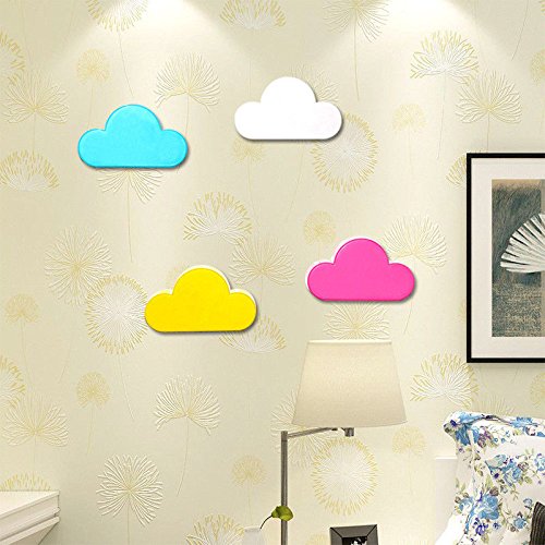 NewNest Australia - Pack of 4 Blue White Yellow Pink Creative Novelty Cute Cloud Shape Magnetic Magnets Key Holder Wall Keychains Hanger Home office Decoration 