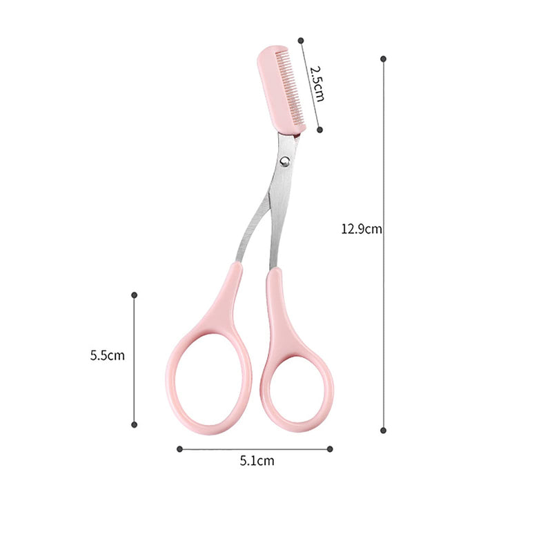 SHULLIN Pack of 2 Eyebrow Trimmer Scissors Beauty Eyebrow Scissors Curved Eyebrow Scissors with Comb Eyebrow for Shortening Eyebrow and Eyelashes (Black, Pink) - NewNest Australia