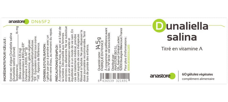 Vitamins A (Rétinol) * 16 mg / 60 capsules * Dry extract from the alga Dunaliella, titrated to 30% β-carotene * Eyes, skin, immune, vegan - NewNest Australia