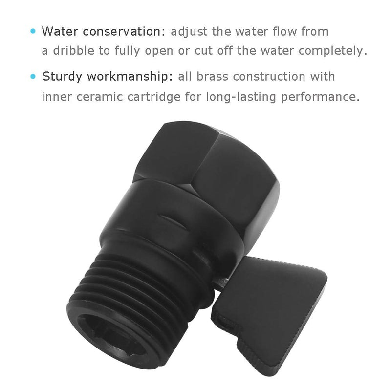 Water Flow Control Valve, Angle Simple Brass Shut Off Valve for Handheld Shower, Water Volume Adjust Valve, Shower Head Flow Control Valve, Water Pressure Regulator, Matte Black - NewNest Australia