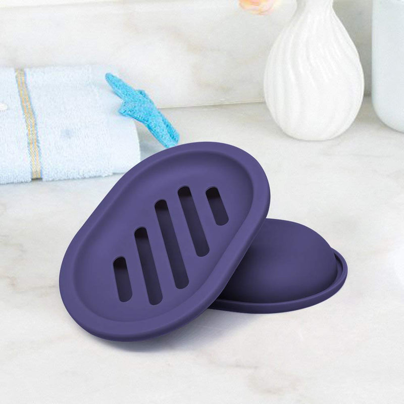 FEIDOL Soap Dish with Water Drainage Design for Drying and Saving Soap, Bathroom Kitchen Sponges Holder (Purple - Oval) 2 Pack Purple - Oval - NewNest Australia