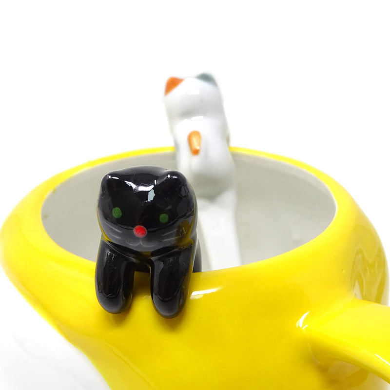 Honbay 2PCS Mini Cute Ceramic Cat Spoon Hangable Tea Spoon Coffee Spoon Sugar Spoon Cartoon Animals Hanging Spoons - NewNest Australia