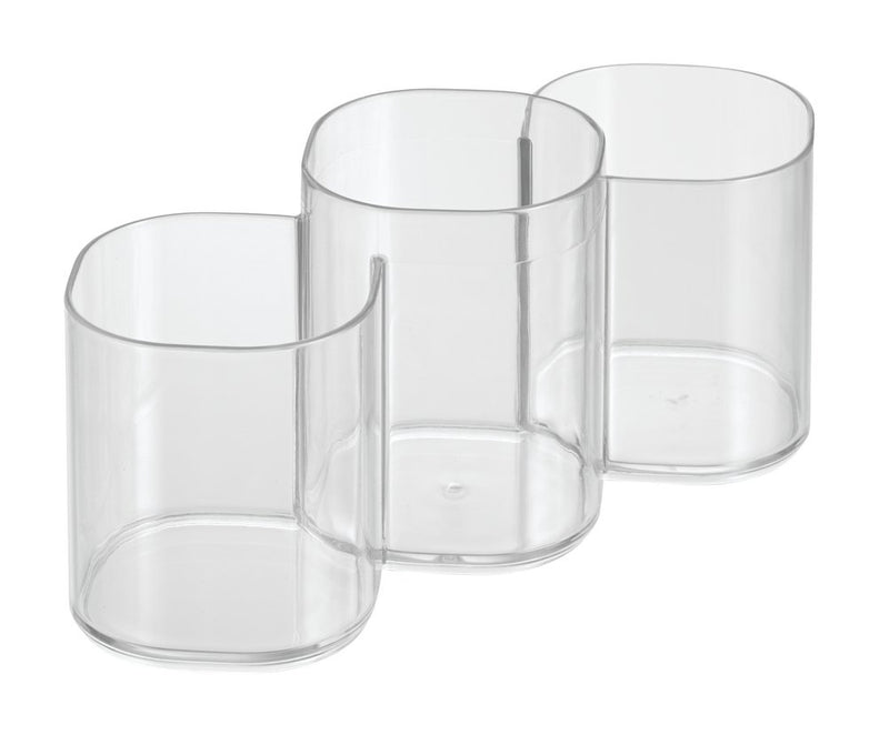 iDesign Clarity Plastic Divided Vanity, Multi-Level Bathroom Accessory Organization, 3 Compartments, Trio Cup - NewNest Australia