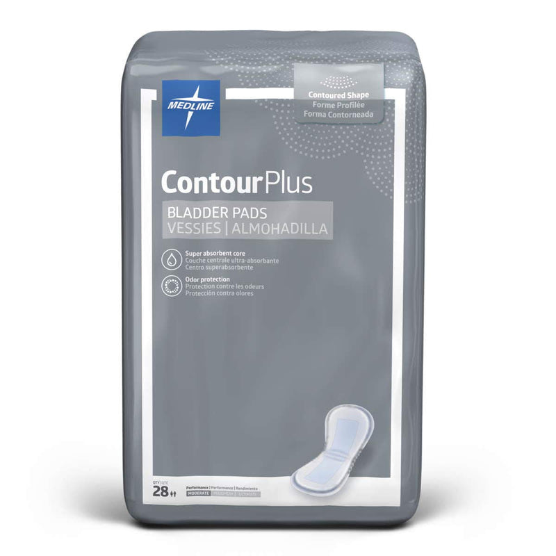 Medline Contour Plus Bladder Control Incontinence Pads, Moderate Absorbency, 5.5" x 10.5" (Pack of 28) 1 - Moderate Bag - NewNest Australia