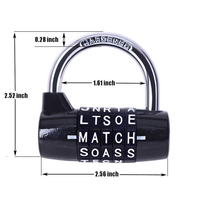 Gym Locker Lock,5 Letter Word Lock,5 Digit Combination Lock,Safety Padlock for School Gym Locker,Sports Locker,Fence,Toolbox,Case,Hasp Storage (Black) Black - NewNest Australia