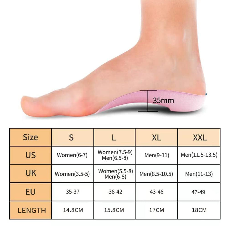 Pcssole's 3/4 Orthotics Shoe Insoles High Arch Supports Shoe Insoles for Plantar Fasciitis, Flat Feet, Over-Pronation, Relief Heel Spur Pain, Blue, L:UK-M(6-8) L:UK-M(6-8) - NewNest Australia
