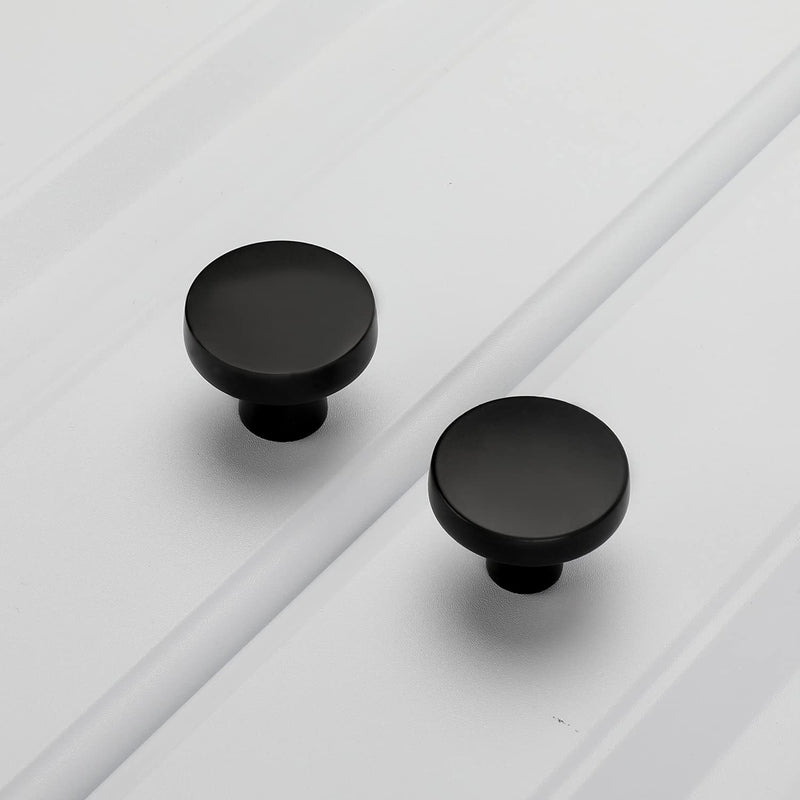 homdiy 5 Pack Matte Black Cabinet Knobs Round Black Knobs - 1.27 Inch Mushroom Kitchen Cabinet Knobs Solid Black Knobs for Kitchen Cabients, Dresser Drawers - NewNest Australia