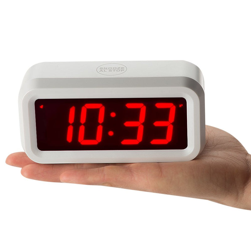 NewNest Australia - Timegyro Digital Alarm Clock Battery Operated with 1.2" Large Display for Bedroom, Heavy Sleepers(White) 