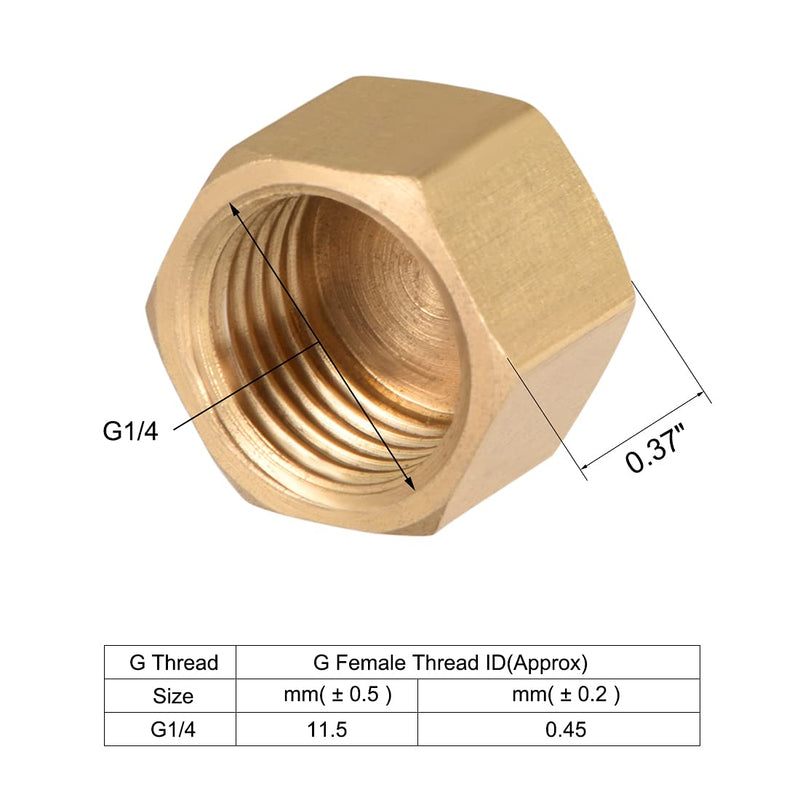 uxcell G1/4 Pipe Fitting Cap, Brass Hex Female Thread Hose Connector, for Garden and Outdoor Water Pipes Nozzle Joints, 4Pcs - NewNest Australia