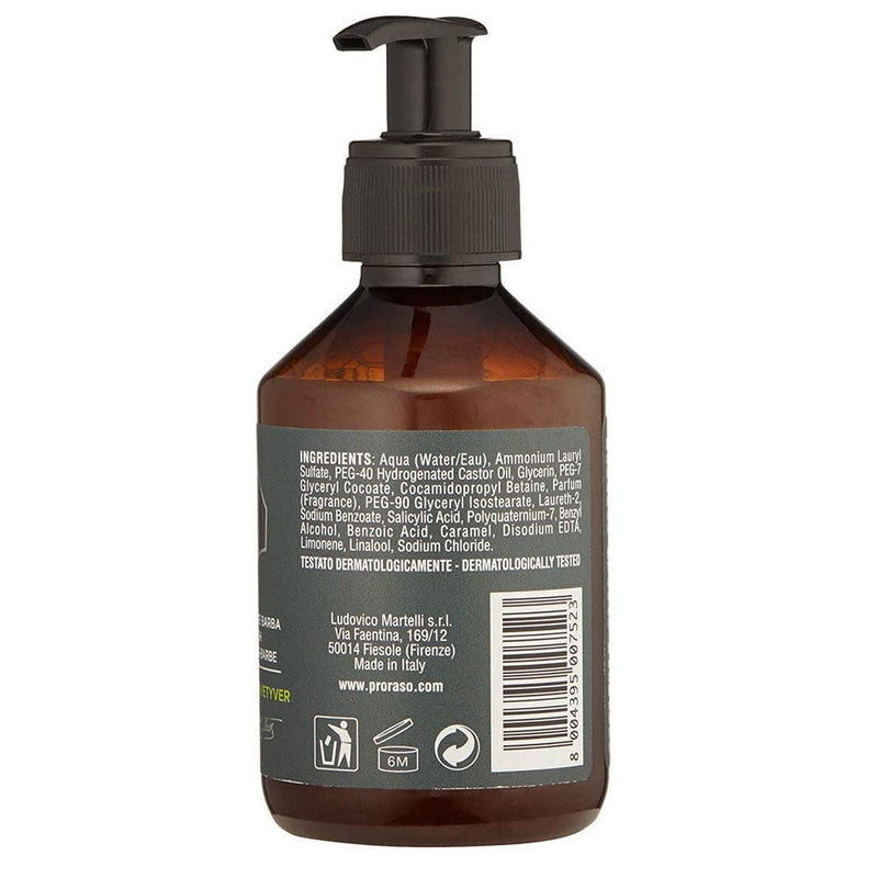Proraso Beard Wash Cypress & Vetyver, 200 ml, scented beard shampoo cleans, nourishes and refreshes beard and skin, washing gel gently removes impurities, Made in Italy - NewNest Australia