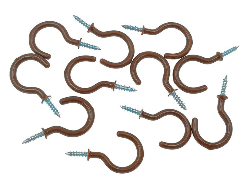 NewNest Australia - Kinteshun Cup Ceiling Hooks,Medium Size Vinyl Coated Screw-in Open Hooks Hangers(50pcs,1.25 inches,Brown) 1-1/4" (Brown,50pcs) 