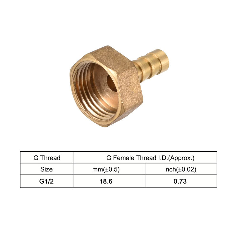 uxcell Brass Hose Barb Fitting Connector, 8mm Barb G1/2 Female Thread Pipe Adapter, 2Pcs - NewNest Australia