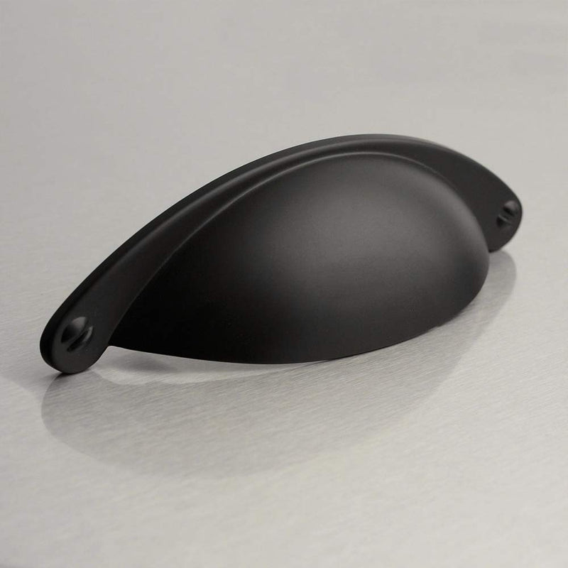 KOOFIZO Bin Cup Drawer Pull - Black Cabinet Handle, 64mm / 2.5 Inch Screw Spacing (10 Pack) for Kitchen Cupboard Bedroom Dresser Bathroom Furniture Door 64mm/2.5inch 64mm - Flat Black - NewNest Australia