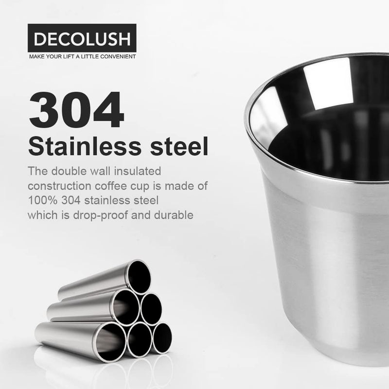 DECOLUSH 75mL (2.5 Ounce) Stainless Steel Espresso Cups - 4 Pack Double Wall Insulated Cups Demitasse Cups Coffee Cup For Drinking, Drinking Coffee, Drinking Beverages - NewNest Australia