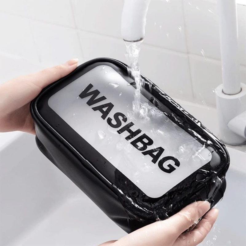 ALINK 3 Pieces Large Clear Travel Toiletries Bags, Waterproof Clear Plastic Cosmetic Makeup Bags, Transparent Packing Organizer Storage Bags (Black) Black - NewNest Australia