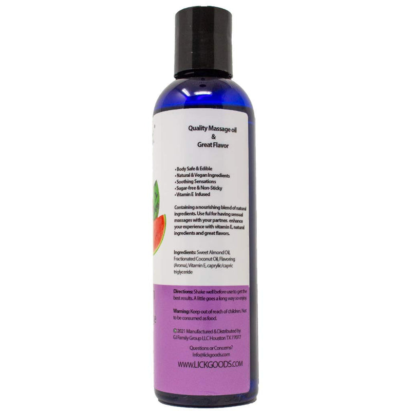 Watermelon Flavored Massage Oil for Couples – Edible Massaging Lotion with Vitamin E, Sweet Almond and Coconut Oil is Non Sticky and Gentle on Skin – Natural, Relaxing and Vegan (4 oz) - NewNest Australia