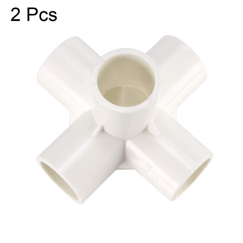 uxcell 5 Way Elbow PVC Pipe Fitting Furniture Grade 20mm Size Tee Corner Fittings White 2pcs - NewNest Australia