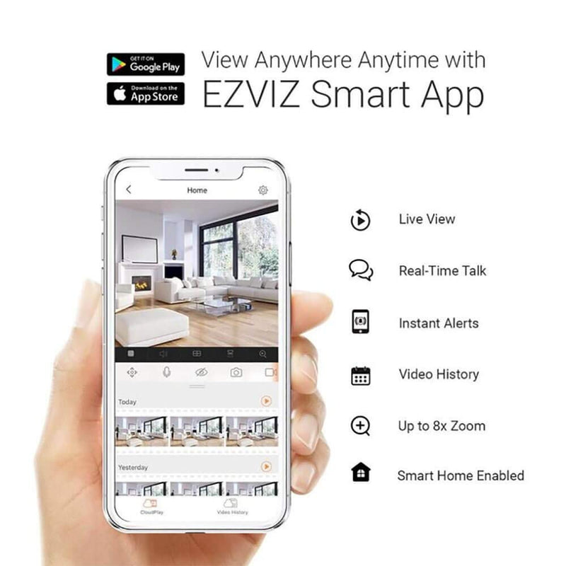 EZVIZ 1080p Indoor Pan/Tilt WiFi Security Camera, 360° Coverage, Auto Motion Tracking, Two-Way Audio, Clear 30ft Night Vision, Supports MicroSD Card up to 256GB (Sold Seperately)| C6CN Pro - NewNest Australia