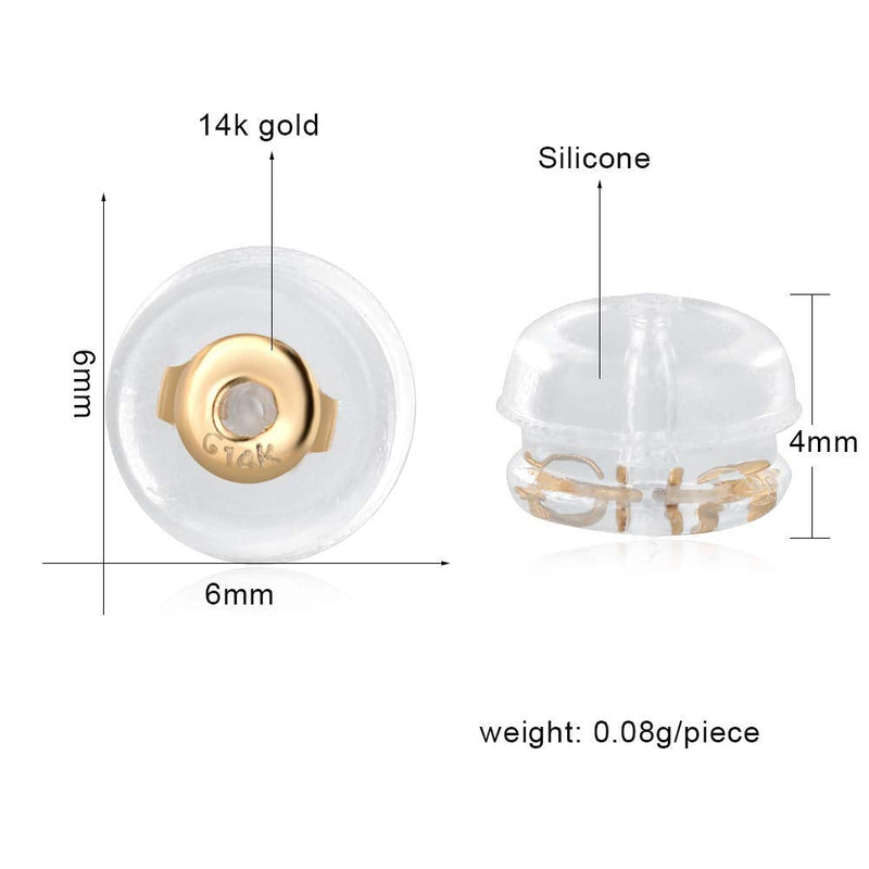 Real 14K Solid Gold Earring Backs Hypoallergenic Soft Clear Silicone Earrings Backings Replacements Secure Safety for Studs/Drops Comfortable and Hypoallergenic( 1 pair ) gold earrings backs - NewNest Australia