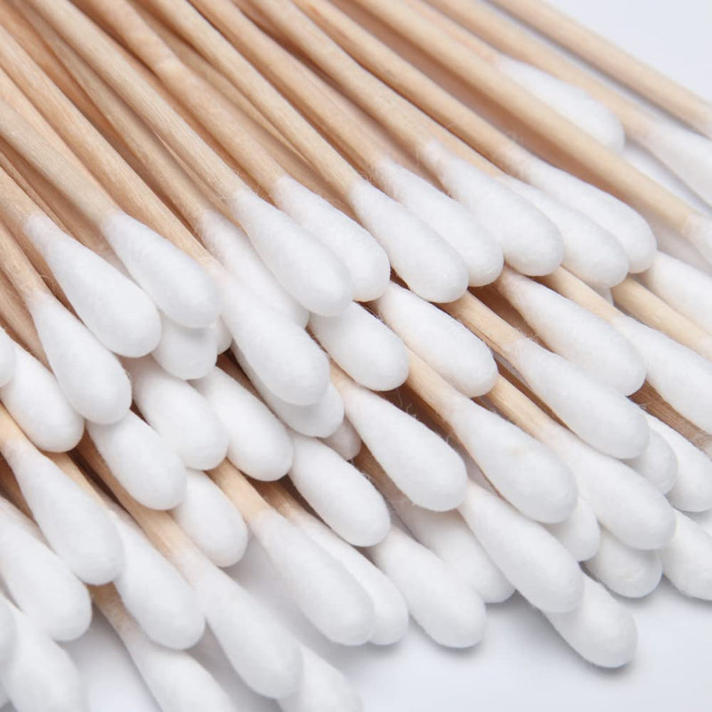 Ungfu Mall 200Pcs Long Wood Handle Cotton Swab Applicator Medical Swabs EAR CLEANING Cosmetic Tool makeup removal wound care Cotton Buds Sanitary Round Cotton Tip Swab Bud - NewNest Australia