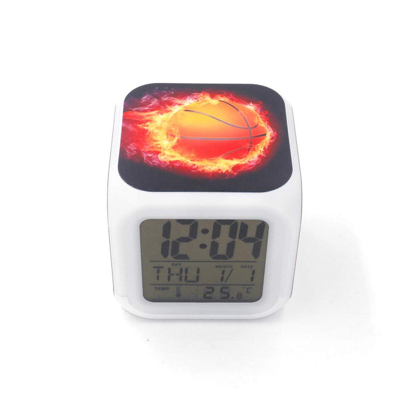 NewNest Australia - BoWay 3＂Desk & Shelf Clock Basketball Fire Digital Alarm Clock with Led Lights Red Table Clock for Kids Teenagers Adults Home/Office Decor 