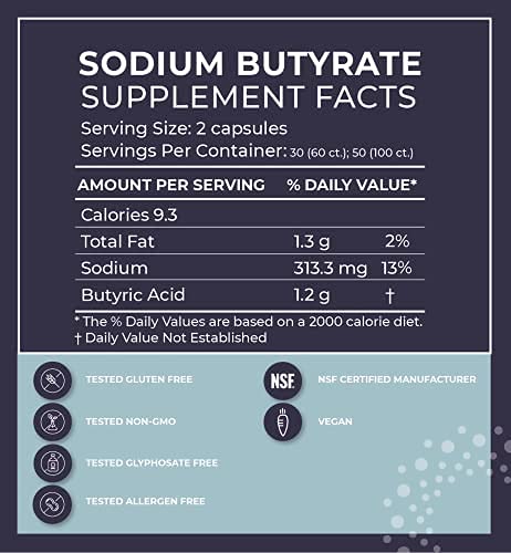 Gut Health Supplement 60 Caps - Butyrate + Sodium | The Ultimate Postbiotic | No Bloating | No Gas | Great Poops | Supports Healthy Digestion | Leaky Gut Repair | No Filler or Additives by BodyBio 60 Count (Pack of 1) - NewNest Australia