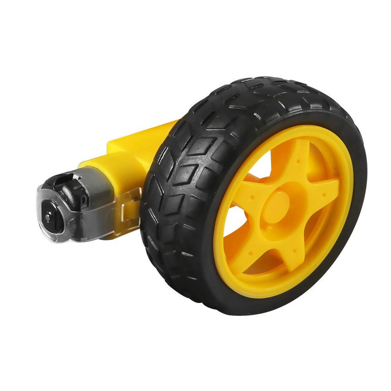 2pcs DC Electric Motor 3-6V Dual Shaft Geared TT Magnetic Gearbox Engine with 2Pcs Plastic Car Tire Wheel, Mini Φ67mm Smart RC Car Robot Tyres Model Gear Parts - NewNest Australia