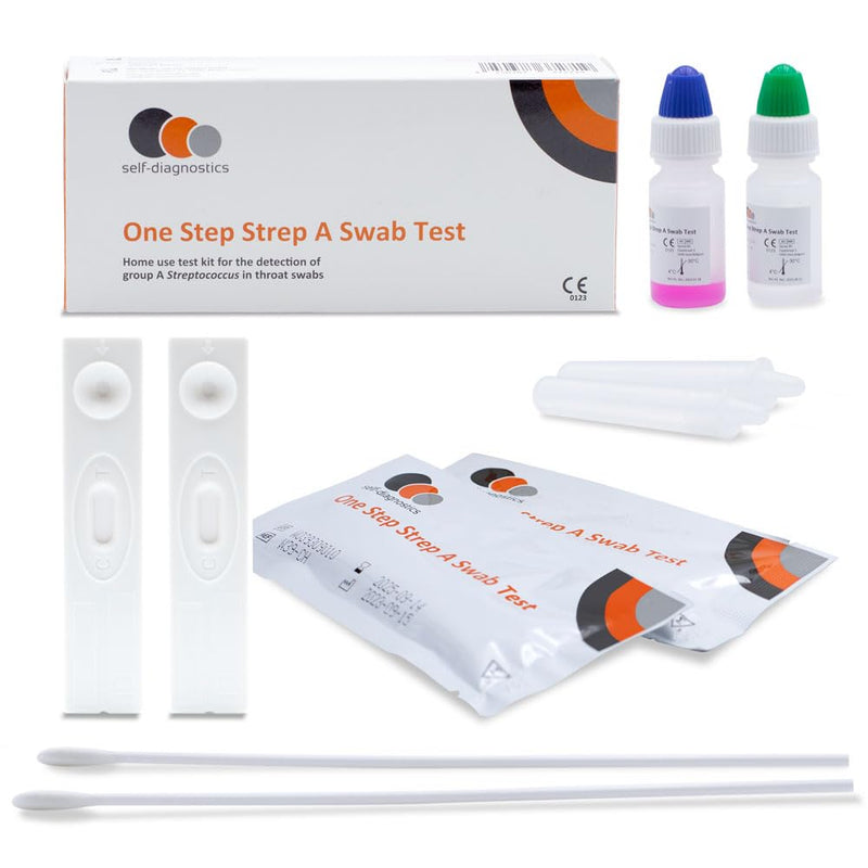 2x self-diagnostics Strep A test - rapid streptococcal test with throat swab - home test for detecting the group A streptococcal antigen - promoting home well-being for your family - NewNest Australia