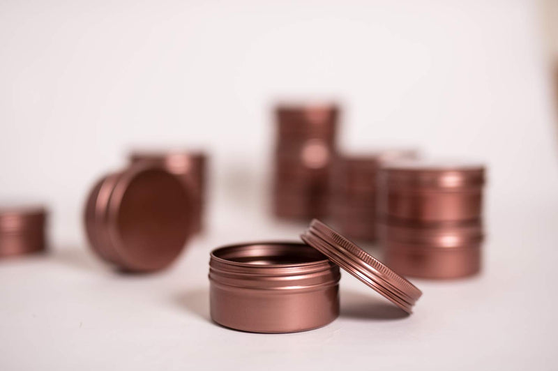 NewNest Australia - LIYAR 3 Ounce Tins Cans 3 Oz. Tins Containers Round Tins Metal with Lids Aluminum Metal Containers Metal Tins Jars for Balm,Candy,Salve,Candles,Pack of 12(Rosy Brown) 