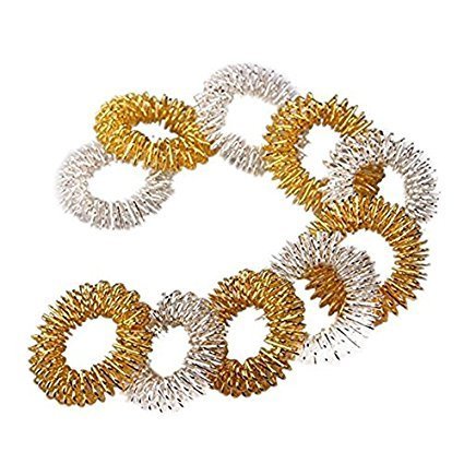 Chi-Enterprise Premium Massage Ring Set For The Fingers | Anti Stress - Acupressure Ring - Antistress Ring | Acupressure Ring - Anxiety Ring | 10 Rings (Gold And Silver, Large) - NewNest Australia