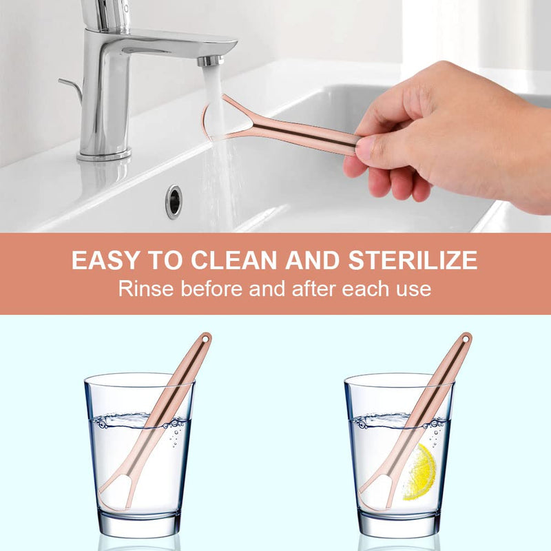 Acwoo Tongue Cleaner Stainless Steel, Pack Of 2 Rose Gold Tongue Scrapers, Tounge Crapper With Handles For Adults, Oral Care, Tongue Scraper Probadent Against Bad Breath Tongue Brush Heals (Opening) - NewNest Australia
