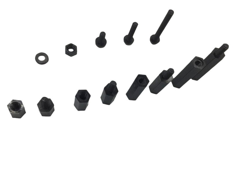 HVAZI 260pcs M3 Male Female Nylon Hex Spacer Standoff Screw Nut Assorted Kit (Black) 260PCS/M3(Black) - NewNest Australia