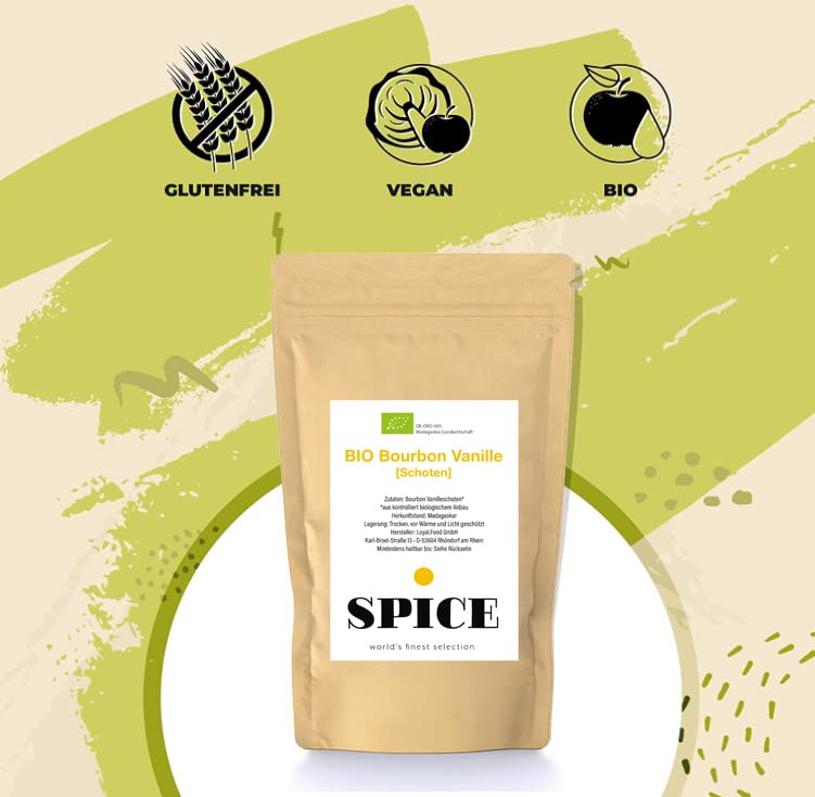Spice Organic Bourbon Vanilla Pods, 10 Pieces 12-13 Cm From Madagascar, Aromatic Vanilla Pods From Controlled Organic Cultivation, Fresh Harvest 10 Pieces (Pack Of 1) - NewNest Australia