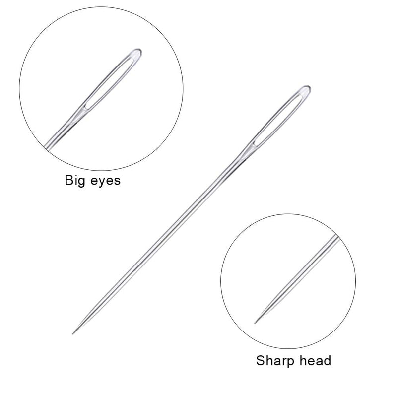 23 PCS Large Eye Sewing Needles, 2.36in Sewing Sharp Needles, Leather Needle Embroidery Thread Needle, Stainless Steel Yarn Knitting Needles with a 3.3in Plastic Bottle - NewNest Australia