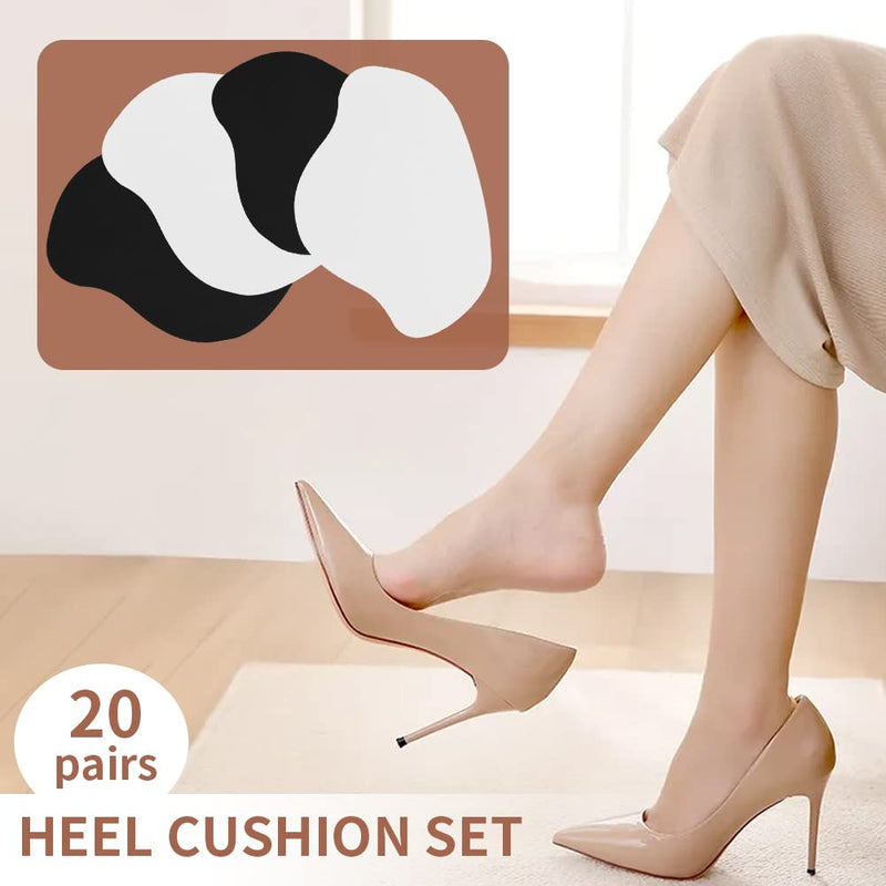 20 Pairs of Sneaker Repair Patch, Shoe Heel Repair Patch, Heel Protection for Shoes, Heel Pad Trainers, for Too Large Shoes (Black + White) - NewNest Australia