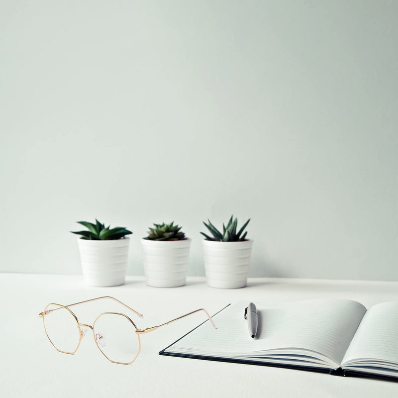 Voolga Classic retro blue light filter glasses, polygon glasses without strength for women and men, fashion fake glasses for anti blue light from computers with metal glasses legs gold - NewNest Australia