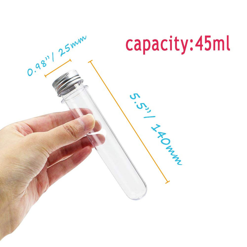 24 PCS Plastic Test Tubes,45ml Clear Test Tube with Caps,140x25mm Test Tube for Candy Storage,Party,Decoration,Beads Display,Lab - NewNest Australia