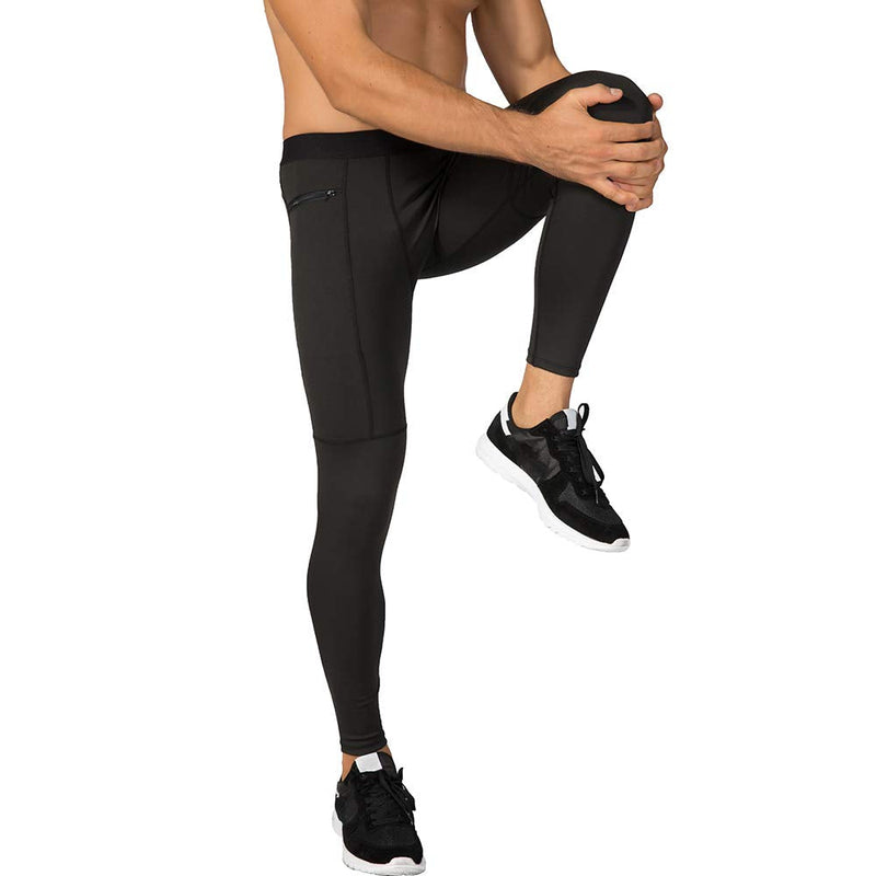 WRAGCFM Men's Compression Pants Workout Athletic Leggings Running Gym Tights with Pockets Black X-Large - NewNest Australia
