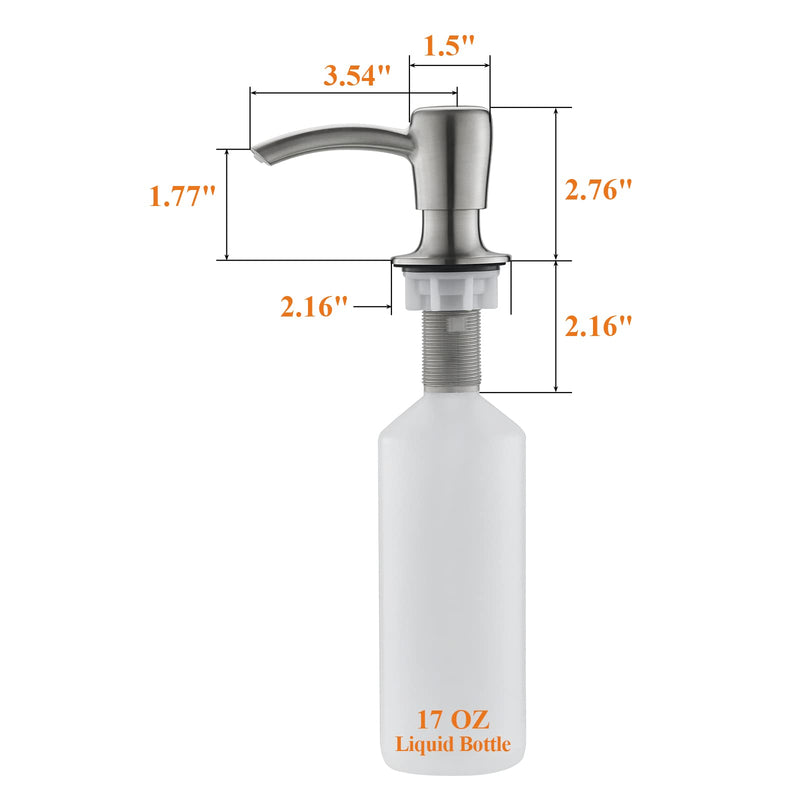 Kitchen Sink Soap Dispenser, Build in Sink Soap Dispenser, Deck Mounted Soap Dispenser, Brushed Nickel RULIA RB2005 - NewNest Australia