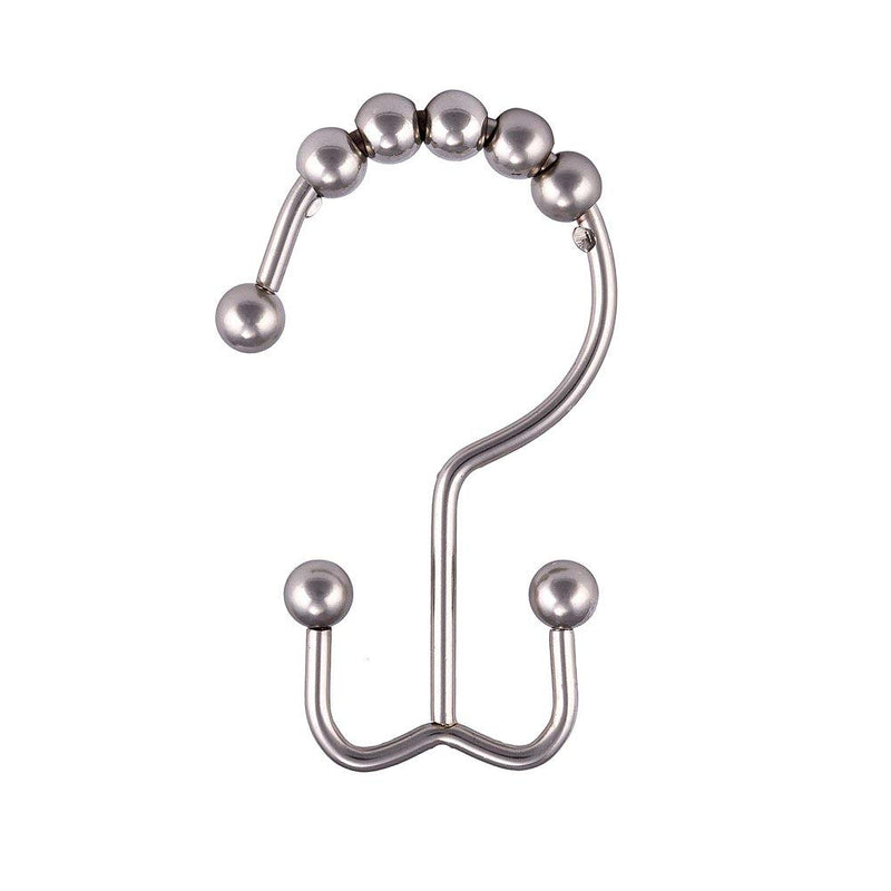 Cosfy Double Shower Curtain Hooks Rings Premium 100% Rust Resistant Metal Shower Hooks for Bathroom Shower Rods Curtains, Roller Balls Glide on Shower Rods, Set of 12 (Brushed Nickel) Dbl1-nickle - NewNest Australia