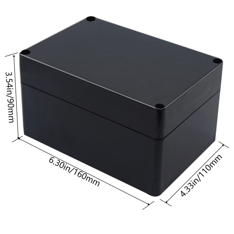 Otdorpatio Project Box IP65 Waterproof Junction Box ABS Plastic Black Electrical Boxes DIY Electronic Project Case Power Enclosure 6.3x4.33x3.54 inch (160x110x90 mm) 6.3"x4.33"x3.54" - NewNest Australia