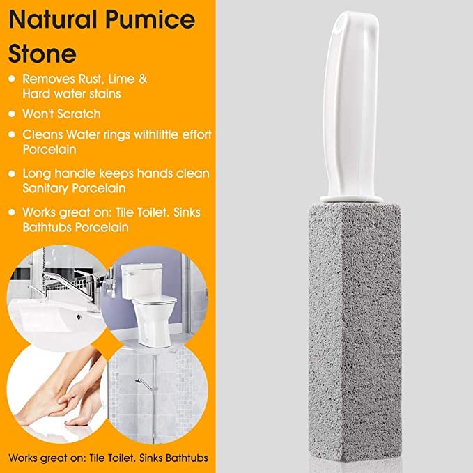 Cleaning Block Toilet, Pack of 4 Pumice Stone for Toilet, Pumice Stone Cleaning Stone with Handle, Toilet Cleaning Stone with Handle, Blocks of Pumice Stone for Toilet, for Grill Kitchen - NewNest Australia