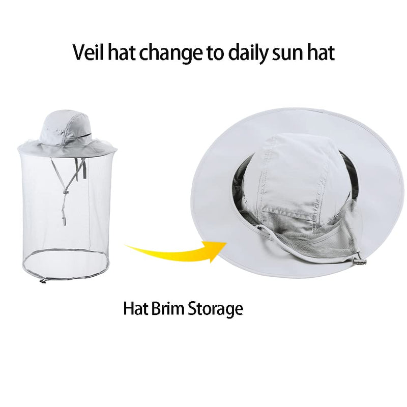 HunterBee Mosquito Net Hat Insect Hats with Net Beekeeper Beekeeping Veil Hat Safari Hiking Gardening Mesh Hood Light Gray - NewNest Australia
