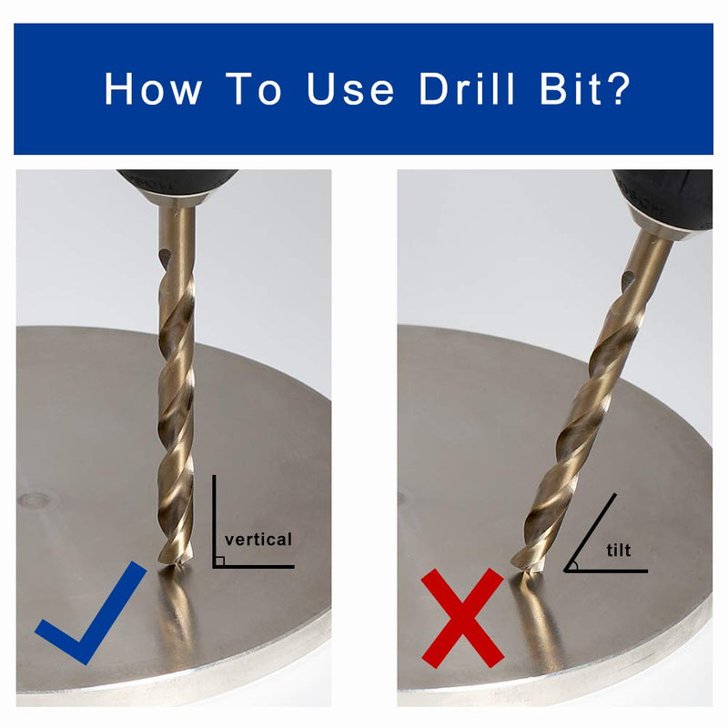COMOWARE Cobalt Drill Bit Set- 15Pcs M35 High Speed Steel Twist Jobber Length for Hardened Metal, Stainless Steel, Cast Iron and Wood Plastic with Indexed Storage Case, 1/16"-3/8" 15 pcs Cobalt - NewNest Australia
